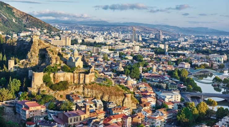 An image showing Tbilisi, Georgia from above.